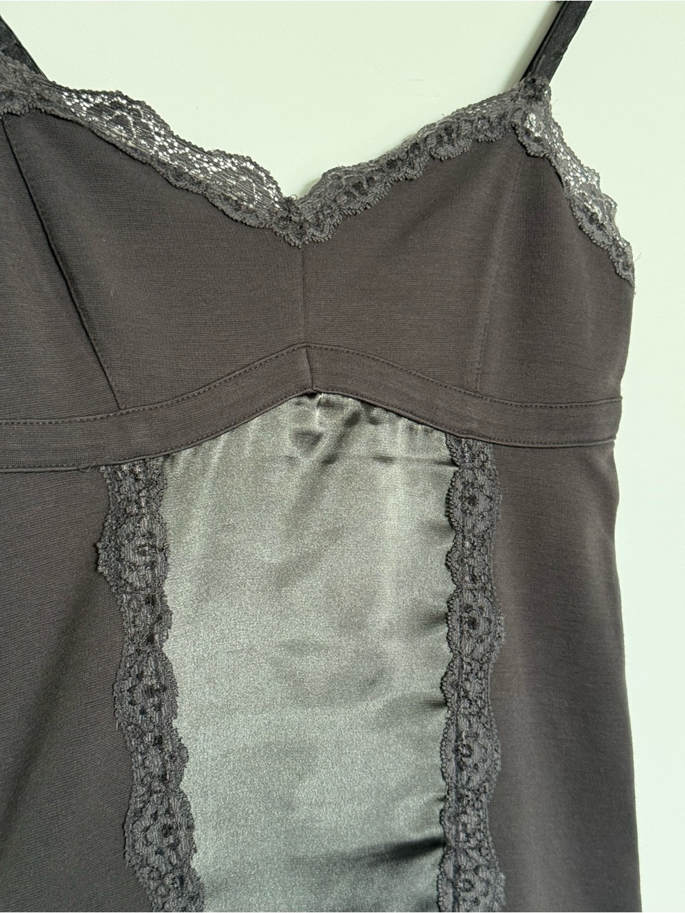 Grey Satin & Lace Trim Cami - Picture 2 of 4